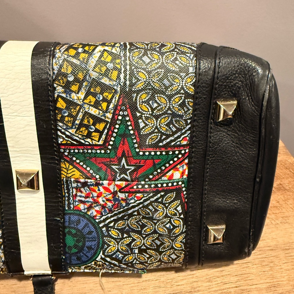 L.A.M.B. Black and Yellow Patterned Satchel - Picture 6 of 8